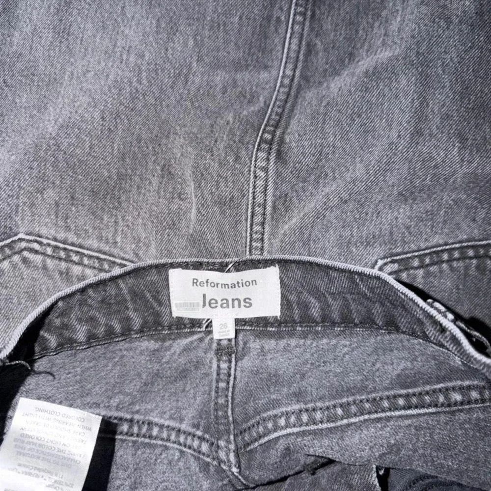 Reformation Jeans Tazz Maxi Denim Distressed Skirt Gray Black Size 26 NWOT